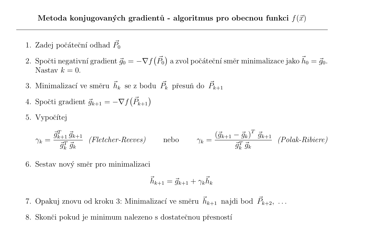 Metoda konjugovaných gradientů postup